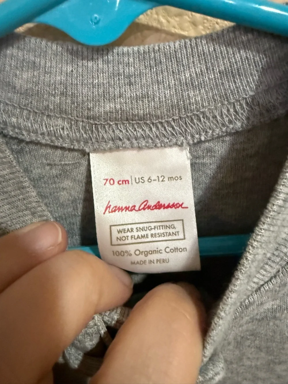 Hanna Andersson Gray Footed One-Piece Zipper Pajama 6-12 months - Picture 2 of 2